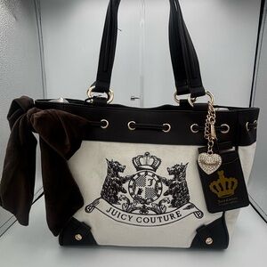 Juicy Couture Classic Scottie Dogs Tote Bag - Brown and White